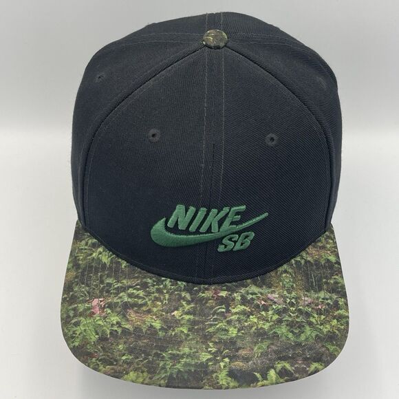 Nike SB Baseball Hat Cap SnapBack Black Woodland Camo Bill Skater Embroidered - Picture 2 of 13